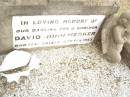 David John MERKER,
son brother,
died 4 Feb 1953;
Warra cemetery, Wambo Shire