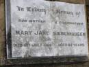 
Robert C. SIEBENHAUSEN,
husband father,
died Hillgrove Danderoo
10 April 1923 aged 47 years;
Olive A.C. BROWNE,
wife,
died 8 April 1927 aged 28 years;
Mary Jane SIEBENHAUSEN,
mother grandmother,
died 6 July 1962 aged 82 years;
Yangan Presbyterian Cemetery, Warwick Shire

