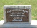 
Agnes Christina SCHWERIN,
mother,
died 1 Nov 1991 aged 84 years;
Yarraman cemetery, Toowoomba Regional Council
