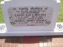 
Louisa Lucy HOLMES,
mother mother-in-law grandmother,
2-2-1902 - 18-8-1982;
Samuel Henry HOLMES,
husband,
3-6-1901 - 1-11-1989;
Yarraman cemetery, Toowoomba Regional Council
