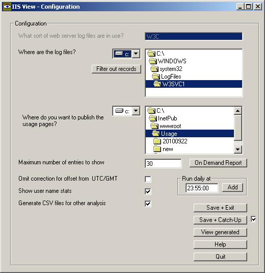 Initial configuration window